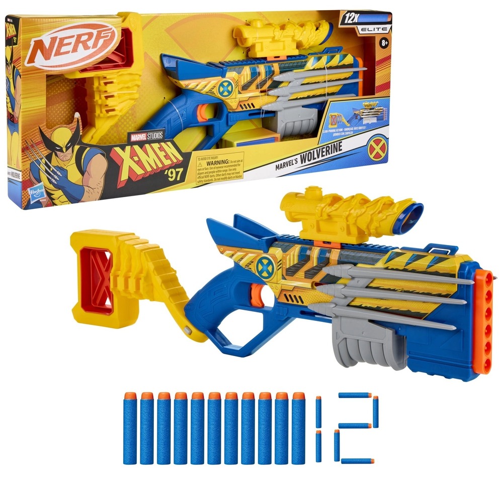 Nerf Elite Marvel X-Men‎ '97 Wolverine Blaster Claw Pump Action Toy 12 Darts